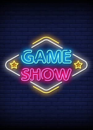 Der Begriff Game Show als leuchtendes Logo